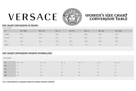 versace coat size chart|Versace underwear size chart.